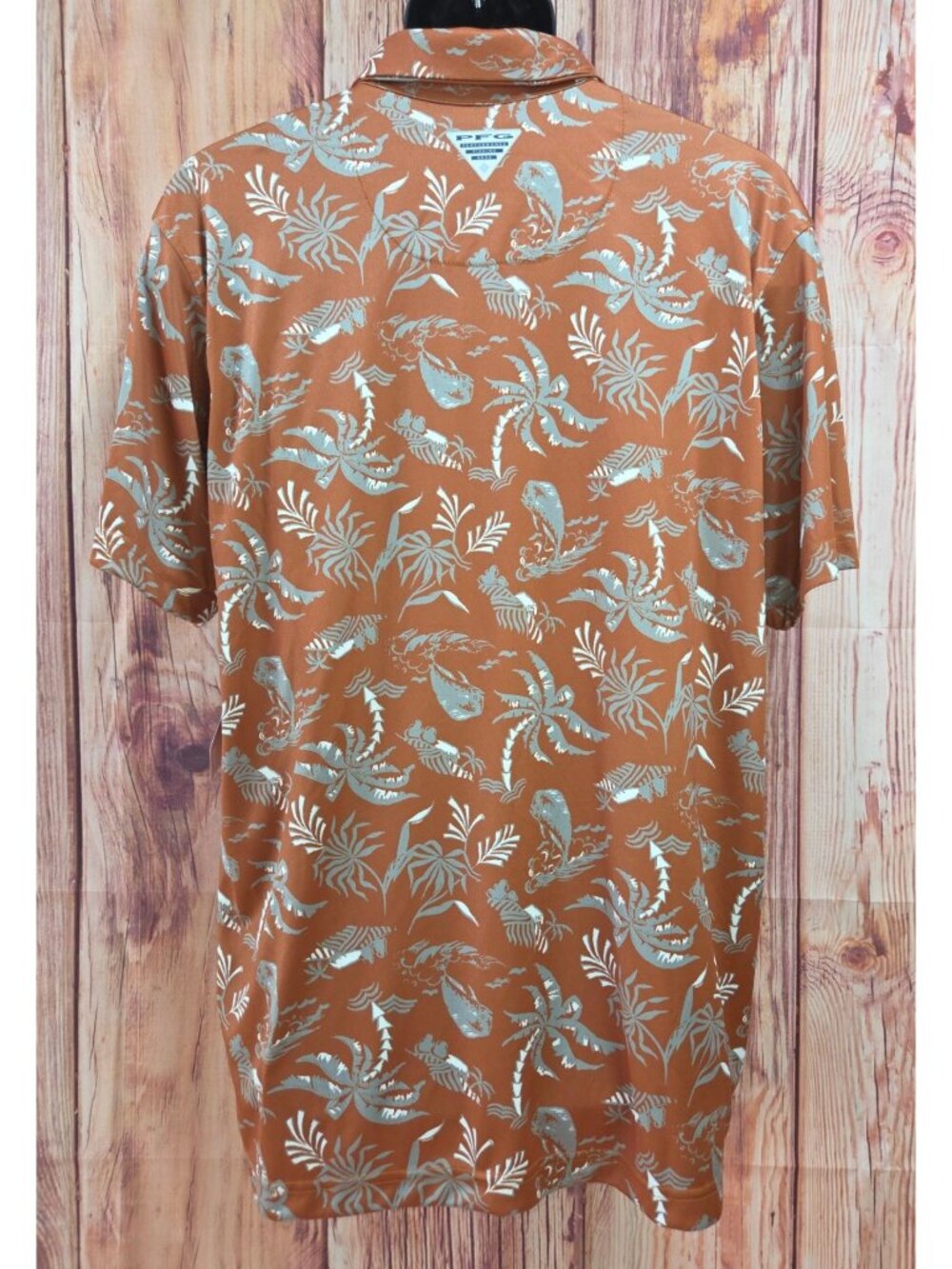 Texas Longhorns Columbia PFG Mens Hawaiian Polo Large NWT Palm Print - Picture 2 of 11